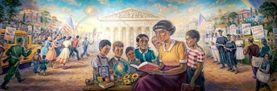Graphic: Brown v. Board of Education mural at the Kansas State Capitol.