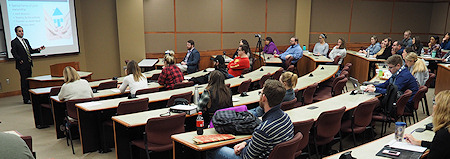 Photograph: Students at Washburn Law listening to an estate planning basics presentation by Joseph Esry.