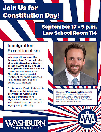 Graphic: Flyer for 2018 U.S. Constitution Day presentation; click to download as a 443 KB PDF.