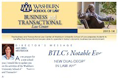 Graphic: Cover of 2013-2014 report by the director of the Washburn Law Business and Transactional Law Center.