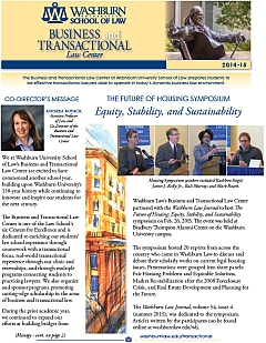 Graphic: Cover of 2014-2015 report by the director of the Washburn Law Business and Transactional Law Center.
