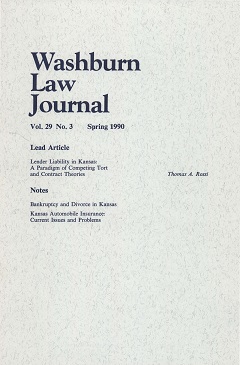 Graphic: Cover of volume 29, number 3 of Washburn Law Journal.