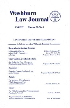 Graphic: Cover of volume 37, number 1 of Washburn Law Journal.