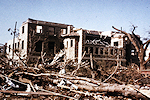 Photograph: South side of Carnegie Hall (law school) following June 8, 1966 tornado in Topeka, Kansas.
