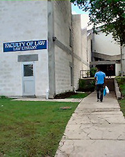Photograph: Entrance to the Law School at the University of the West Indies Cave Hill Campus.