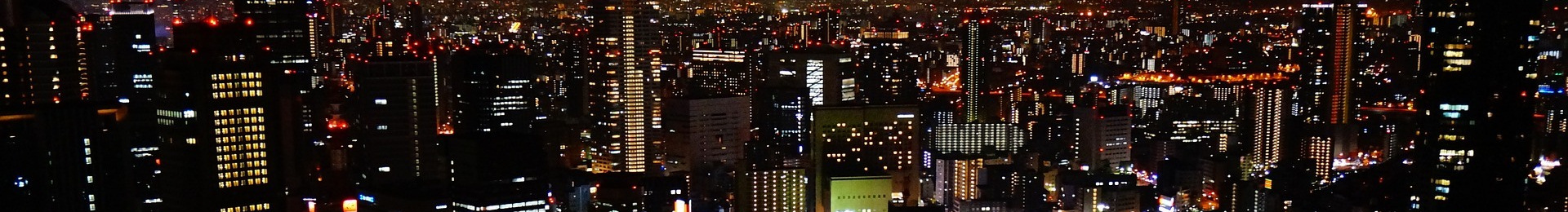 Photograph: Osaka, Japan skyline at night.