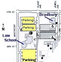 Map: Law School to Bradbury Thompson Alumni Center.