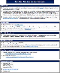 Graphic: Thumbnail of fall 2023 admitted student checklist.