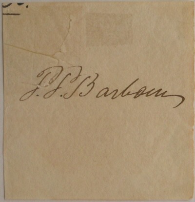 Autograph of Justice Philip Pendelton Barbour