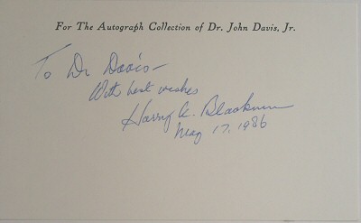 Autograph of Justice Harry A. Blackmun