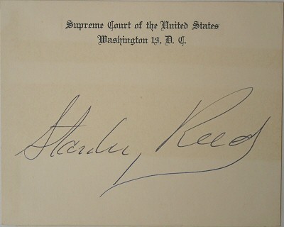 Autograph of Justice Stanley F. Reed