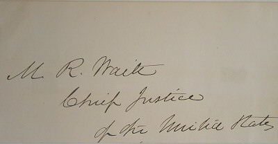 Autograph of Chief Justice Morrison Waite