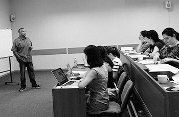 Photograph: Rory Bahadur teaching in Georgia.