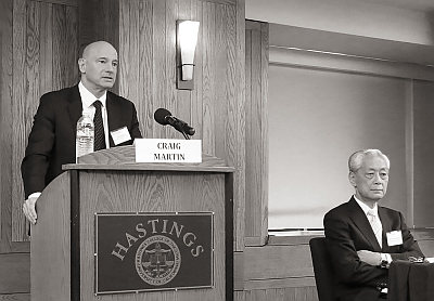 Photograph: Professor Craig Martin giving keynote address at the Hate Speech symposium at the University of California-Hastings College of Law.