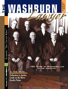 Graphic: Cover of volume 41, number 2 of Washburn Lawyer.