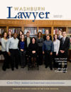 Graphic: Washburn Lawyer cover showing Washburn Law students with U.S. Supreme Court Justice Sonya Sotomayor.