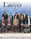 Graphic: Washburn Lawyer cover showing presenters at the Breaching Borders Immigration Symposium.