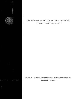 Graphic: Cover of volume 1, number 1 of Washburn Law Journal.
