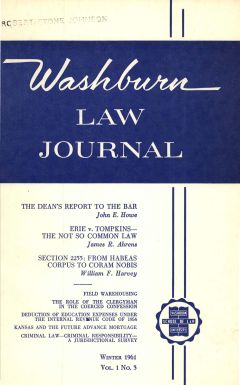 Graphic: Cover of volume 1, number 3 of Washburn Law Journal.