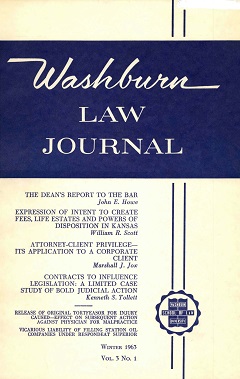 Graphic: Cover of volume 3, number 1 of Washburn Law Journal.