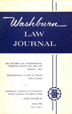 Graphic: Cover of volume 3, number 2 of Washburn Law Journal.
