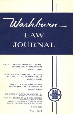 Graphic: Cover of volume 5, number 1 of Washburn Law Journal.