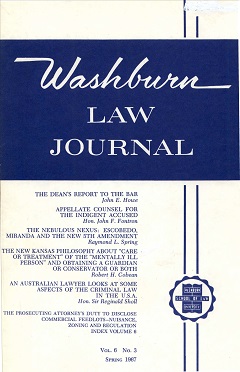 Graphic: Cover of volume 6, number 3 of Washburn Law Journal.