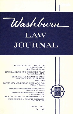 Graphic: Cover of volume 7, number 1 of Washburn Law Journal.