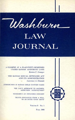 Graphic: Cover of volume 8, number 1 of Washburn Law Journal.