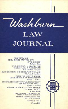 Graphic: Cover of volume 8, number 2 of Washburn Law Journal.
