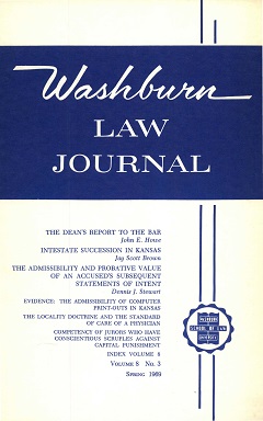 Graphic: Cover of volume 8, number 3 of Washburn Law Journal.