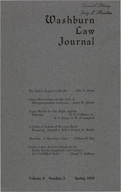 Graphic: Cover of volume 9, number 3 of Washburn Law Journal.