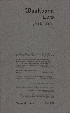 Graphic: Cover of volume 10, number 1 of Washburn Law Journal.