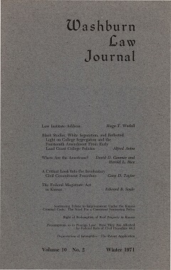 Graphic: Cover of volume 10, number 2 of Washburn Law Journal.