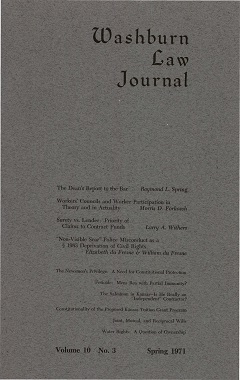 Graphic: Cover of volume 10, number 3 of Washburn Law Journal.