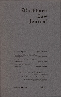 Graphic: Cover of volume 11, number 1 of Washburn Law Journal.