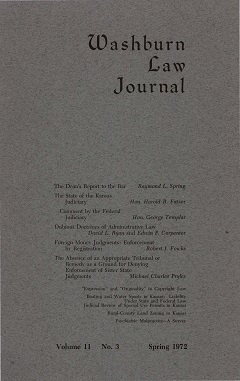 Graphic: Cover of volume 11, number 3 of Washburn Law Journal.