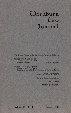 Graphic: Cover of volume 13, number 3 of Washburn Law Journal.