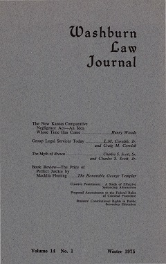 Graphic: Cover of volume 14, number 1 of Washburn Law Journal.