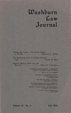 Graphic: Cover of volume 14, number 3 of Washburn Law Journal.