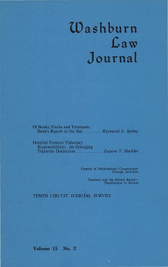 Graphic: Cover of volume 15, number 3 of Washburn Law Journal.