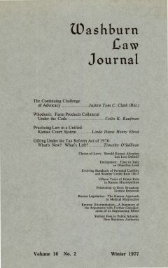Graphic: Cover of volume 16, number 2 of Washburn Law Journal.
