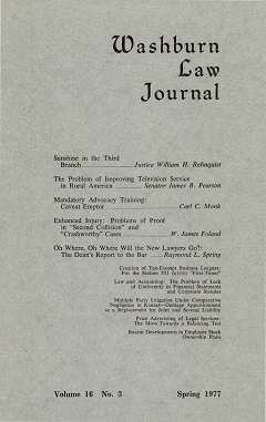 Graphic: Cover of volume 16, number 3 of Washburn Law Journal.