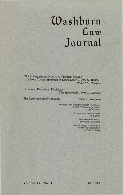 Graphic: Cover of volume 17, number 1 of Washburn Law Journal.