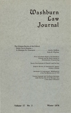 Graphic: Cover of volume 17, number 2 of Washburn Law Journal.
