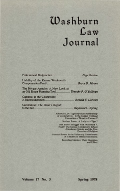 Graphic: Cover of volume 17, number 3 of Washburn Law Journal.