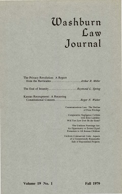 Graphic: Cover of volume 19, number 1 of Washburn Law Journal.