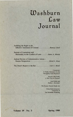 Graphic: Cover of volume 19, number 3 of Washburn Law Journal.