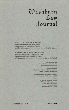 Graphic: Cover of volume 20, number 1 of Washburn Law Journal.