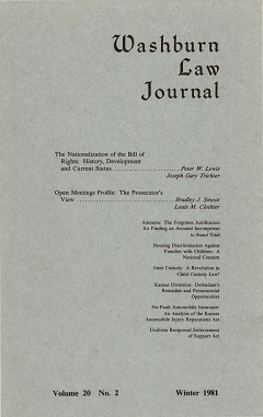 Graphic: Cover of volume 20, number 2 of Washburn Law Journal.